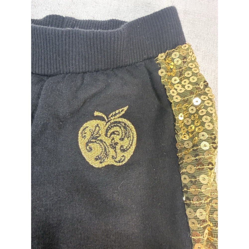 Vintage Girls Size 12M Apple Bottoms Black Sweatpants With Gold Sequins - Picture 3 of 5